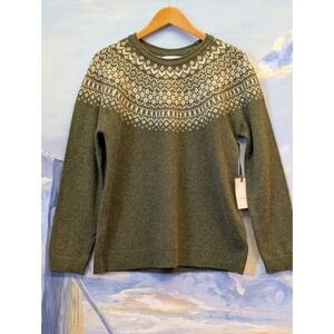 Tabitha Webb XL NWT Faire Isle Lambswool Knit Sweater  Olive Green / Ivory